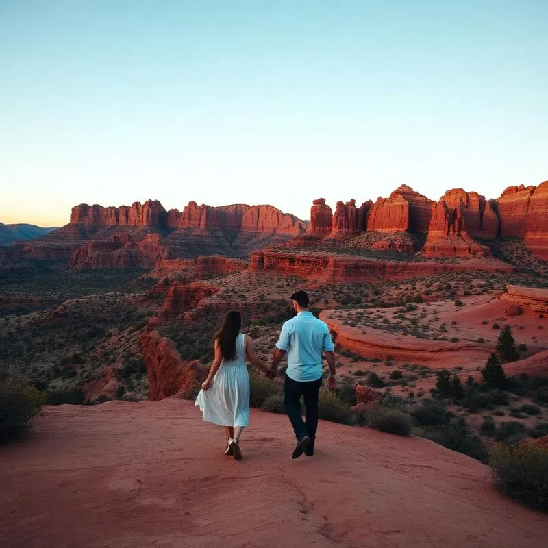 Couple walking at Red Rocks