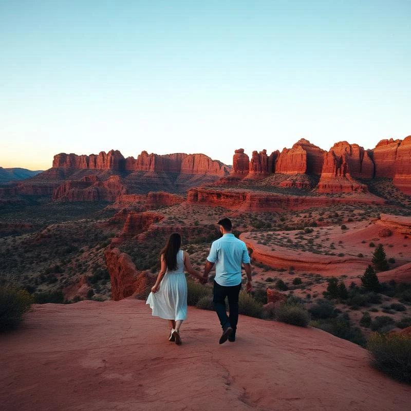 Couple walking at Red Rocks