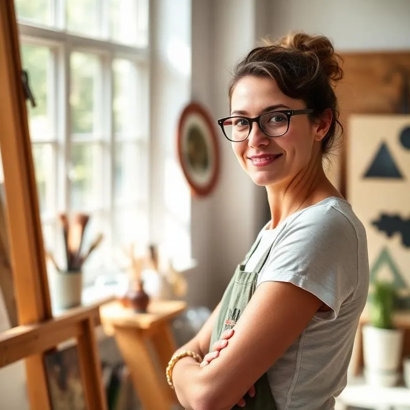 Artist in a sunlit studio