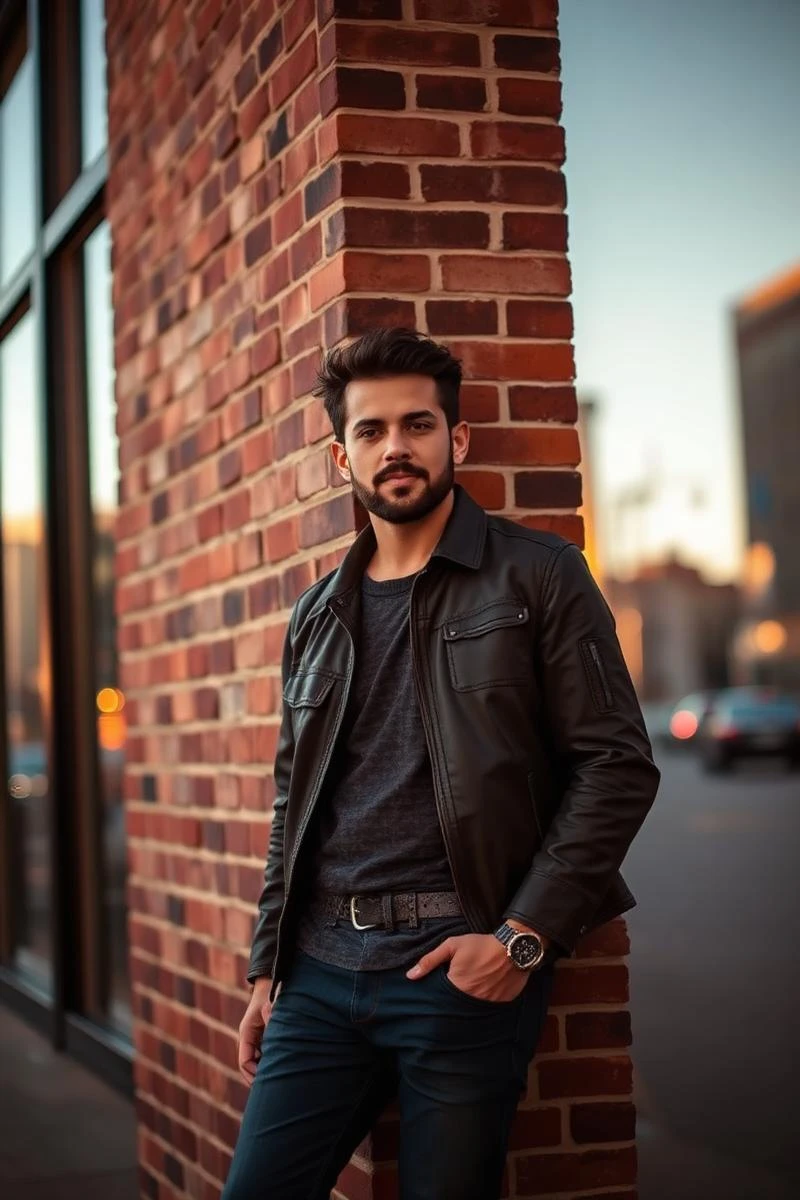 Man leaning against a brick wall in LoDo