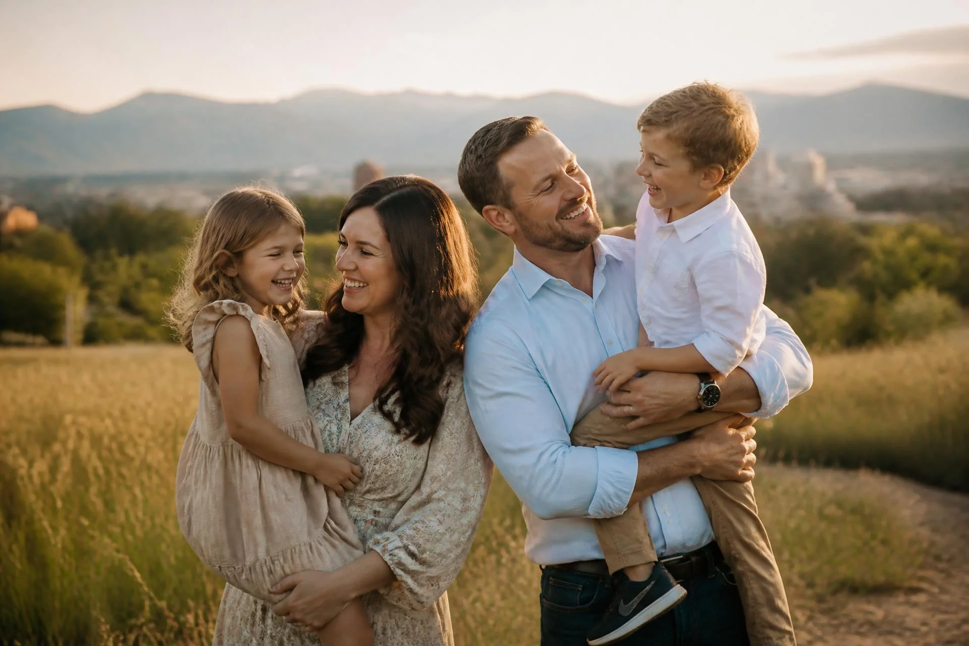 Denver family portrait at golden hour